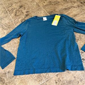 Sparkle Teal Long Sleeve athletic Top